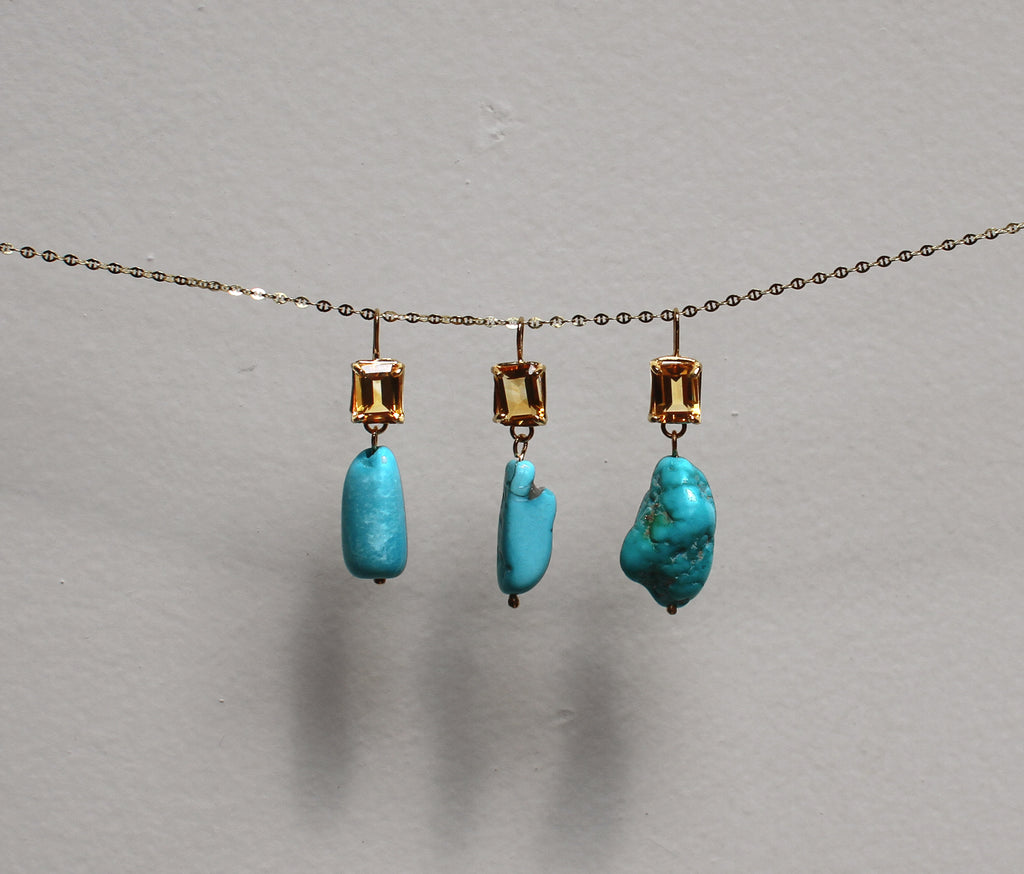 Turquoise and Citrine Totem Pendant