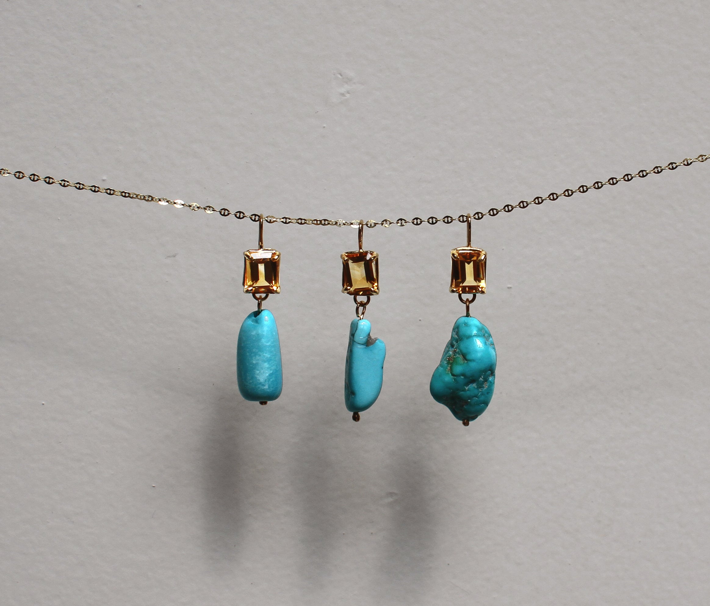 Turquoise and Citrine Totem Pendant