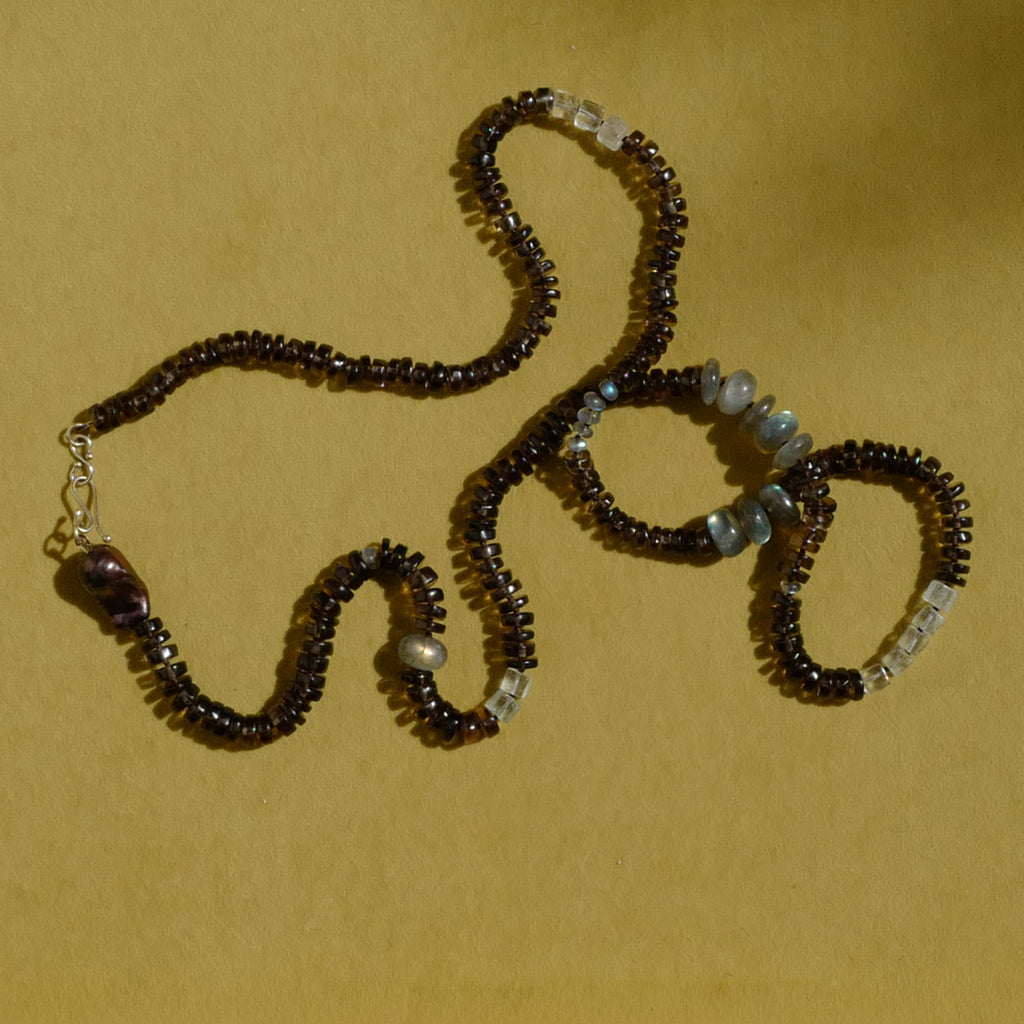 Smoky Quartz, Imperial Topaz and Labradorite Necklace